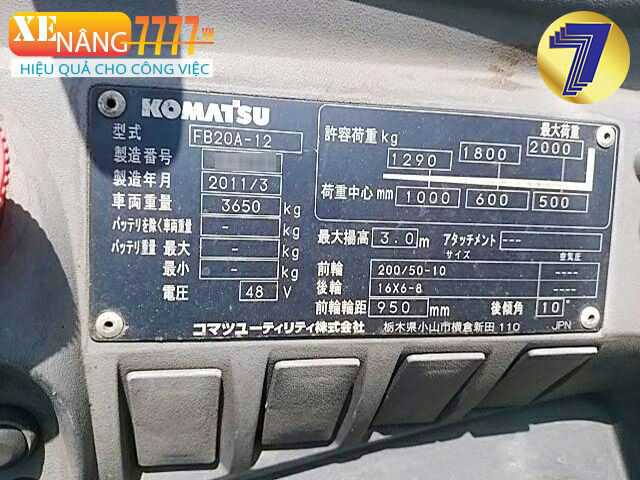 Xe nâng điện ngồi lái KOMATSU FB20A-12