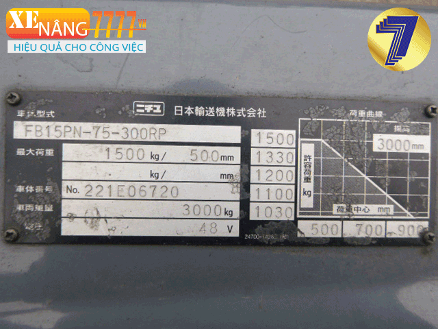 Xe nâng điện ngồi lái NICHIYU FB15PN-75-300RP