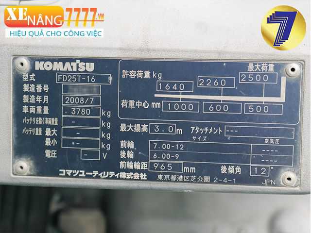Xe nâng dầu KOMATSU FD25T-16