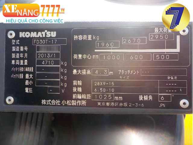 Xe nâng dầu KOMATSU FD30T-17