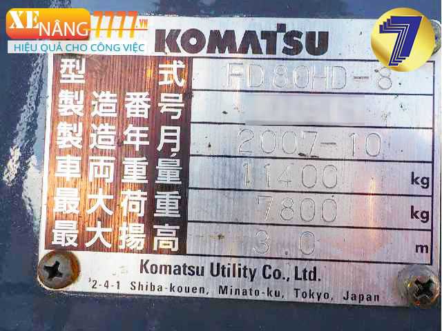 xe nâng dầu KOMATSU FD80HD-8