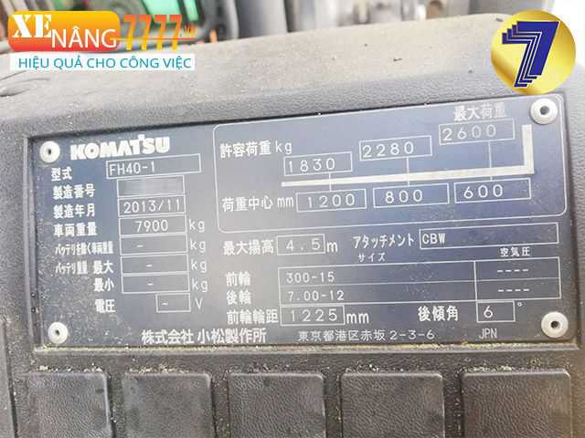Xe nâng dầu KOMATSU FH40-1