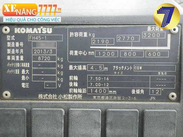 Xe nâng dầu KOMATSU FH45-1