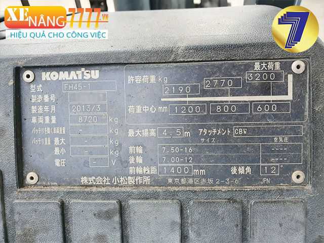 Xe nâng dầu KOMATSU FH45-1