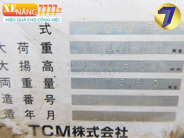 Xe Nâng Dầu TCM FD45T8