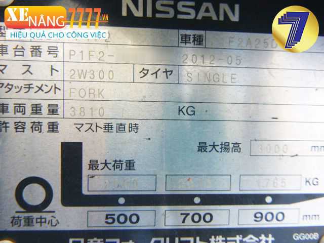 Xe nâng xăng ga NISSAN P1F2A25D
