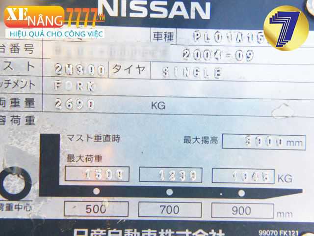 Xe nâng xăng ga NISSAN PL01A15W